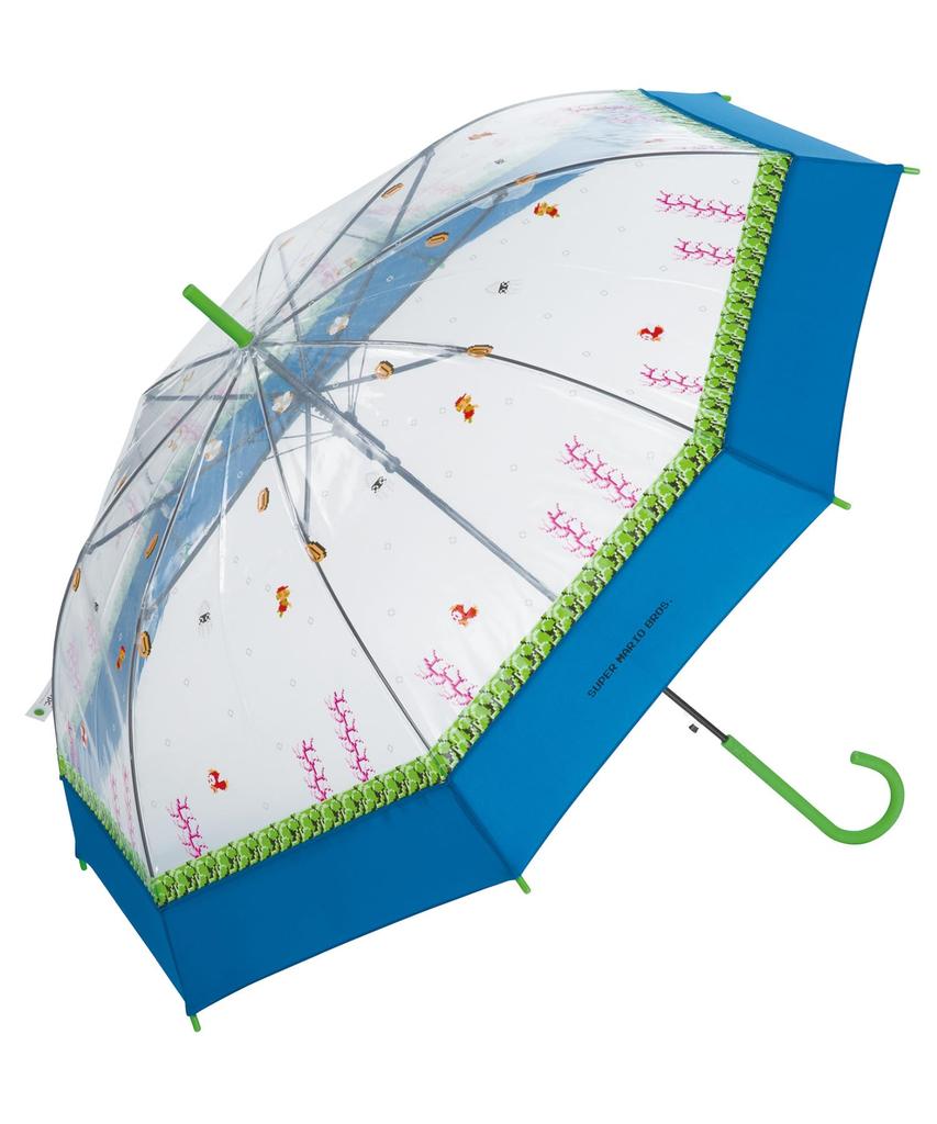 Super Mario Underwater Blue 60cm Character Nintendo Wpc. [Vinyl Umbrella] Bros. Dots, Ribs, Large, Men's/Women's, Game, Collaboration, Cute,