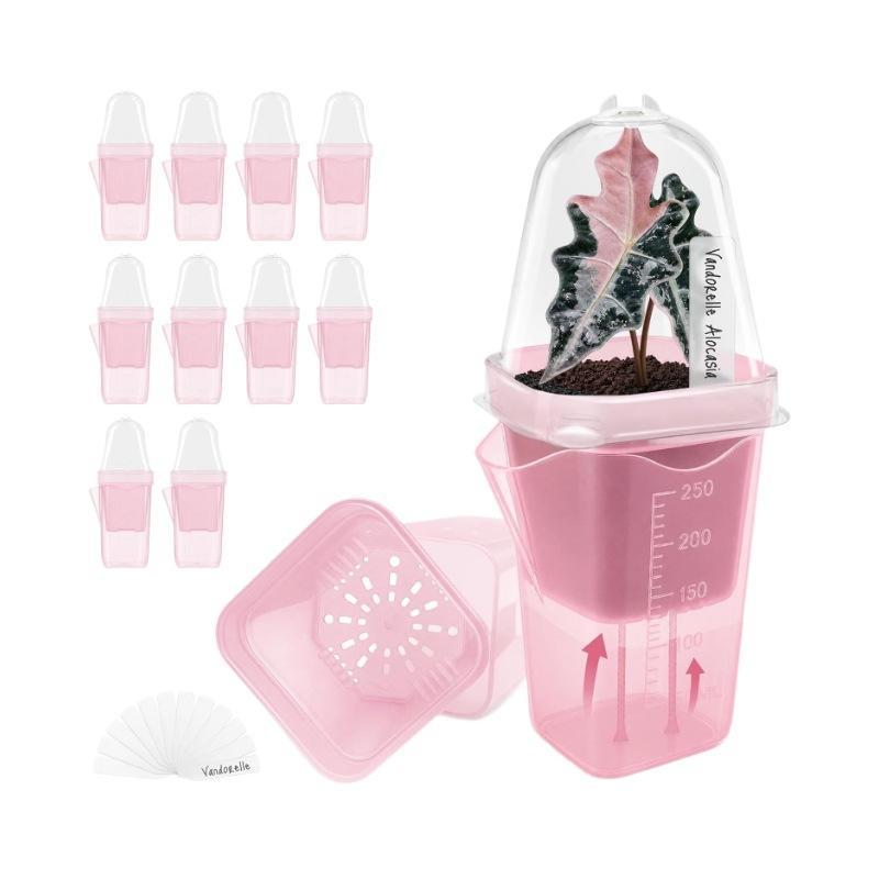 Transparent Pink Self Watering Pots Self Watering Planter Drainage Holes Plant Pots Garden Seedlings Flowerpot Nursery Cups
