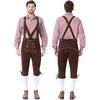 Men's German Bavarian Oktoberfest Costume Set Long Sleeve Plaid Shirt with Suspenders Pants, 2-Piece Outfit