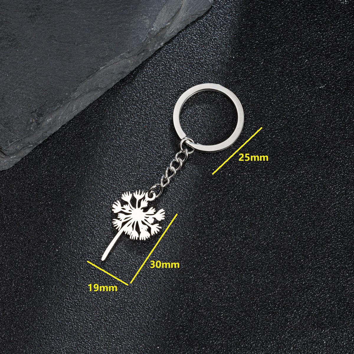 Stainless Steel Dandelion Flower Pendant Keychain