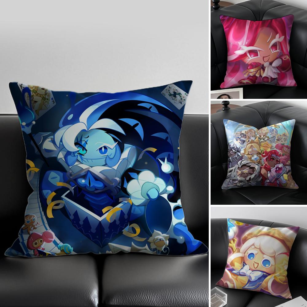 Fashion Cute C-Cookie Run Kingdom Icons Cushion Cover Pillow Case Soft Friendly Fabric & Concealed Zipper
