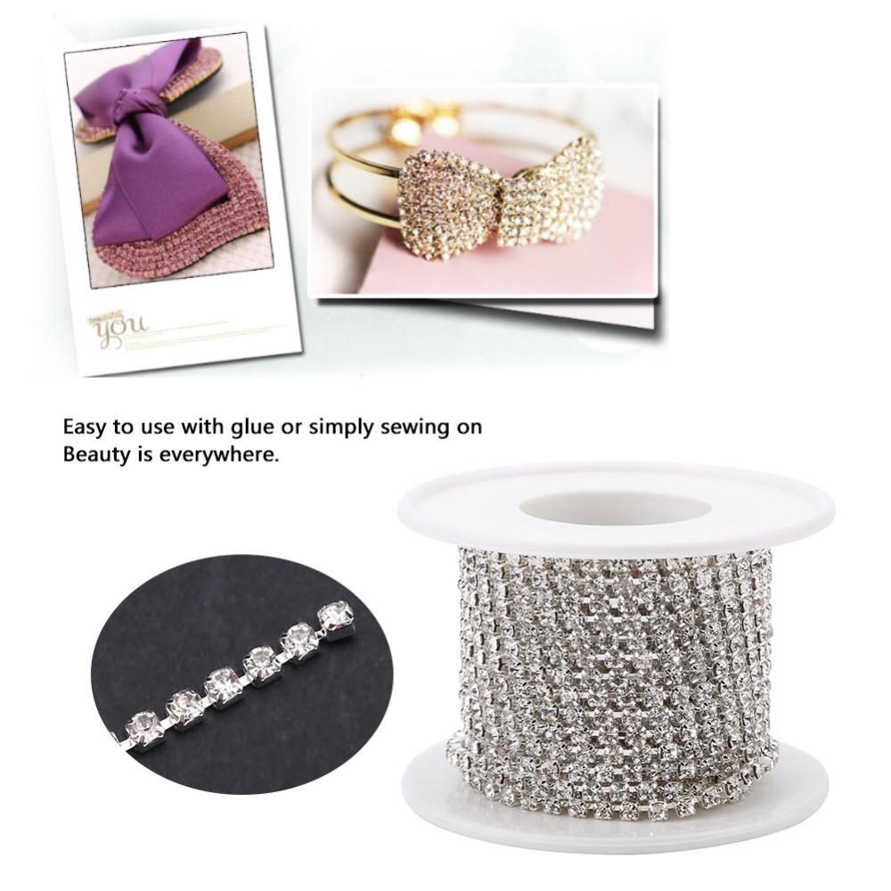 1pcs SS12 Rhinestone Chain Roll 10 Yards Close Cup Chain Trim Crystal Rhinestone Chain Sewing