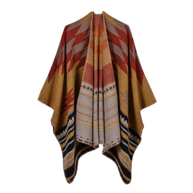 Women's Autumn and Winter Extended Fashion Scarf Shawl Dual-purpose Travel Camping Warm Double-sided Imitation Cashmere Cape