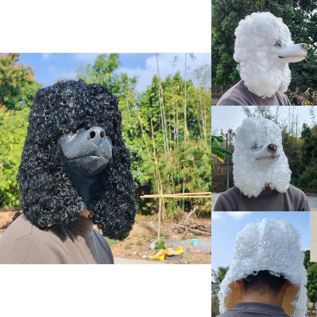 Poodle Animal Mask Latex Pet Dog Headgear Halloween Costume For Costume Parties