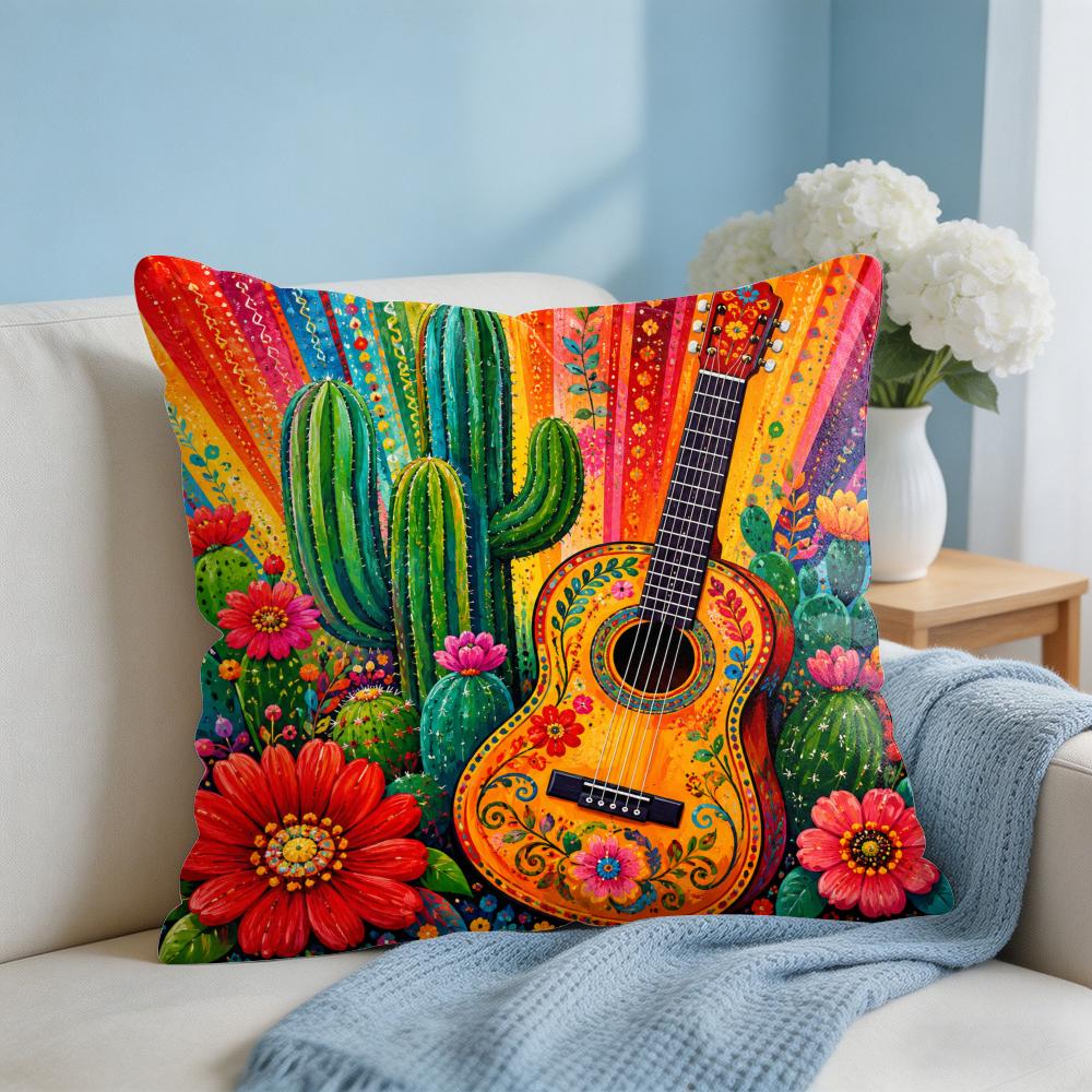 Živý Boho Mexický Kaktus Fiesta Povlak na polštář Prodyšné Povlaky na polštáře Lze prát v pračce Odolný proti pomačkání Měkký Odolný