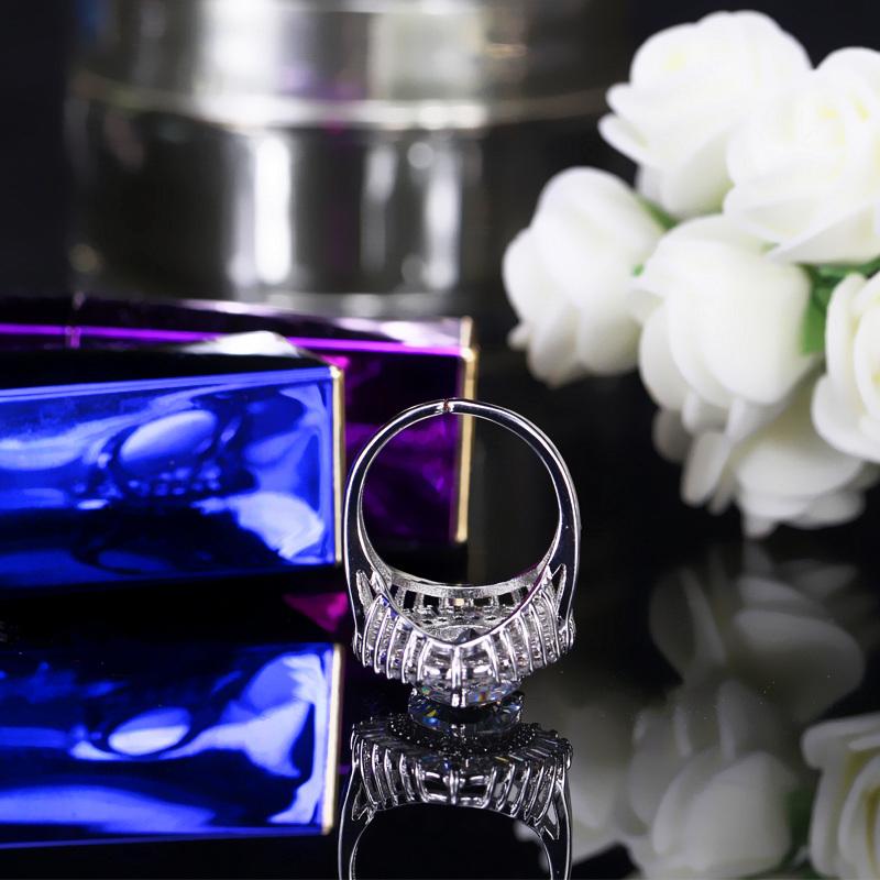 WWJ Eleganter Schmuck, großer verstellbarer Zirkonia-Ring für Damen