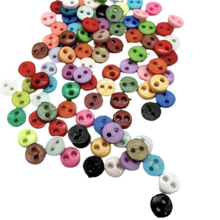 4mm Dual-Eye Plastic Buckle with Edge Button for DIY Felt Doll Accessory