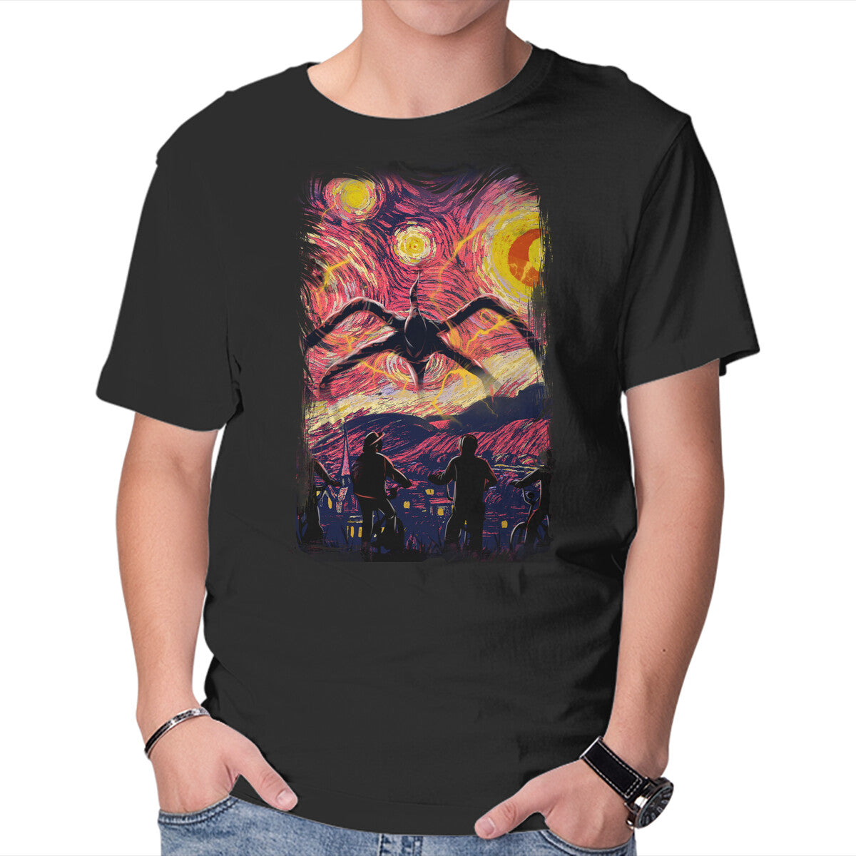 Unisex Crew Neck T-Shirt Monster In Starrynight Graphic Short Sleeve Casual Tee XS