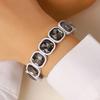 Dames Armband Elastisch Kralen Vierkant Geslepen Strass Ontwerp Metalen Rand Armband Cool Meisje Gelaagd Dragen