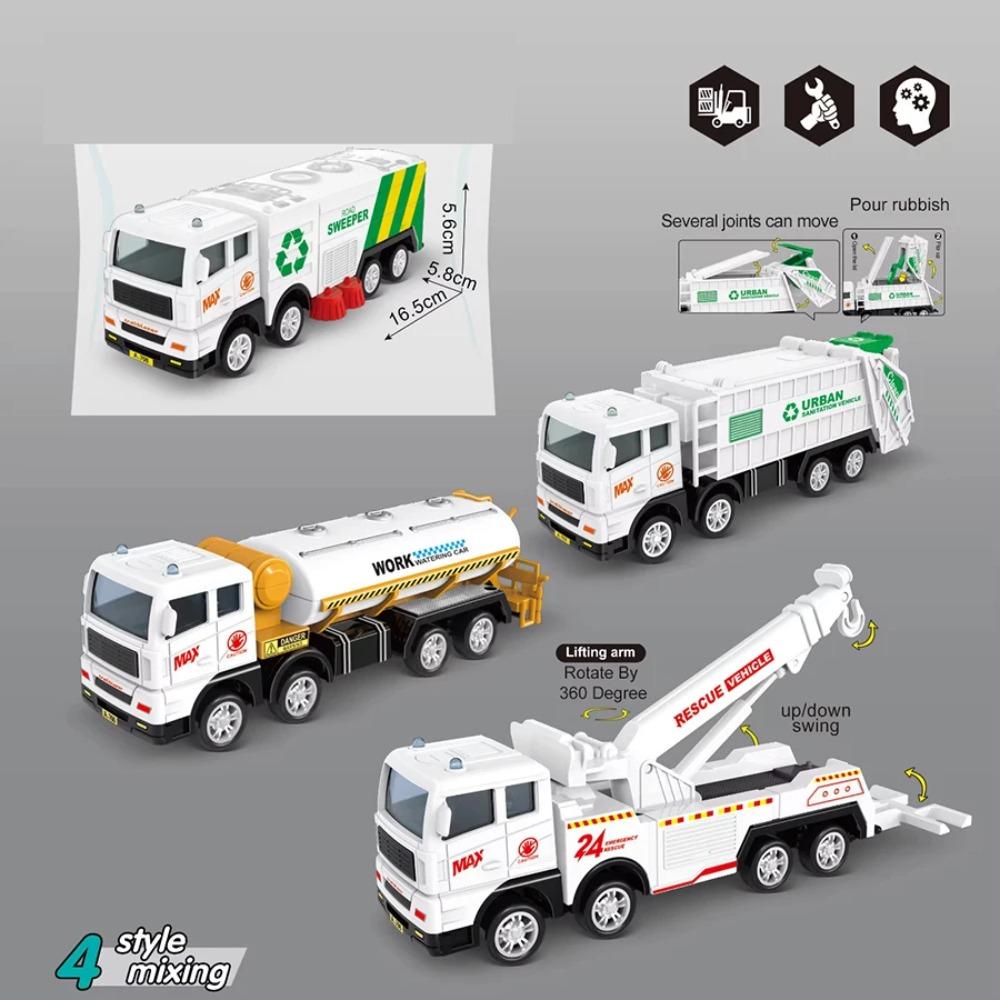 1pc Children's Toys Inertia Car Sanitation Garbage Truck Cleaning Sprinkler Rescue Car Simulation Car Toy Model Boys' Gifts Puz