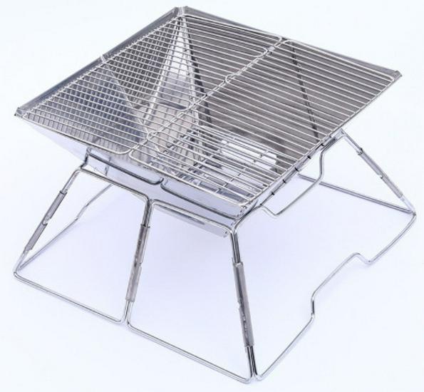 Portable Stainless Steel Folding BBQ Grill and Wood Stove for Outdoor Camping