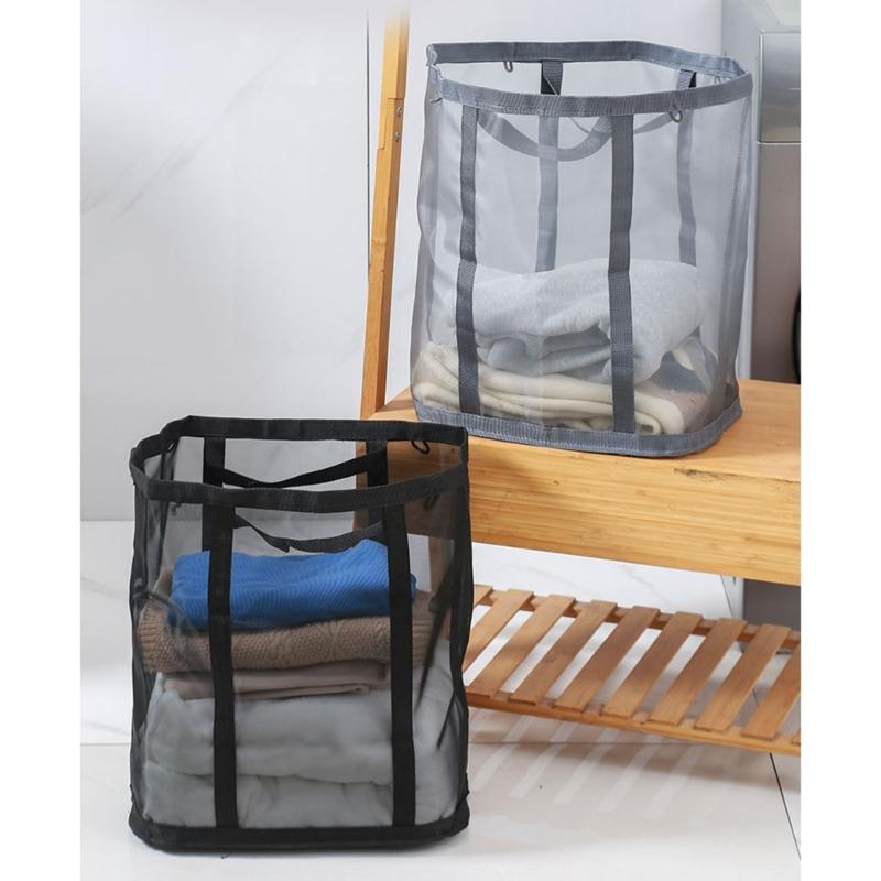 Extra Large Foldable Clothes Hamper Space Saving Foldable Nylon Laundry Basket with Reinforced Carry Handle