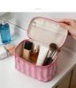 Color-Block Striped Makeup Bag: Large, Waterproof PVC Toiletry and Travel Storage Bag