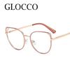 Stylish Blue Light Blocking Glasses Women Trendy Oval Metal Frame Computer Reading Eyewear +2 +3 Hyperopia
