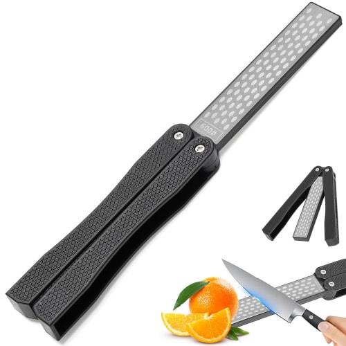 Sammenleggbart dobbeltsidig diamantbrynesett, praktisk knivsliper for overflatebehandling, sliping av kniver og kjøkkensaks, vifteformet og sammenleggbart
