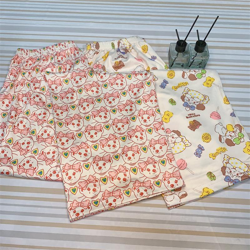 "Damen Cartoon-Print Weitbein-Pyjamahose - Lockere Passform für Frühling, Sommer und Herbst"