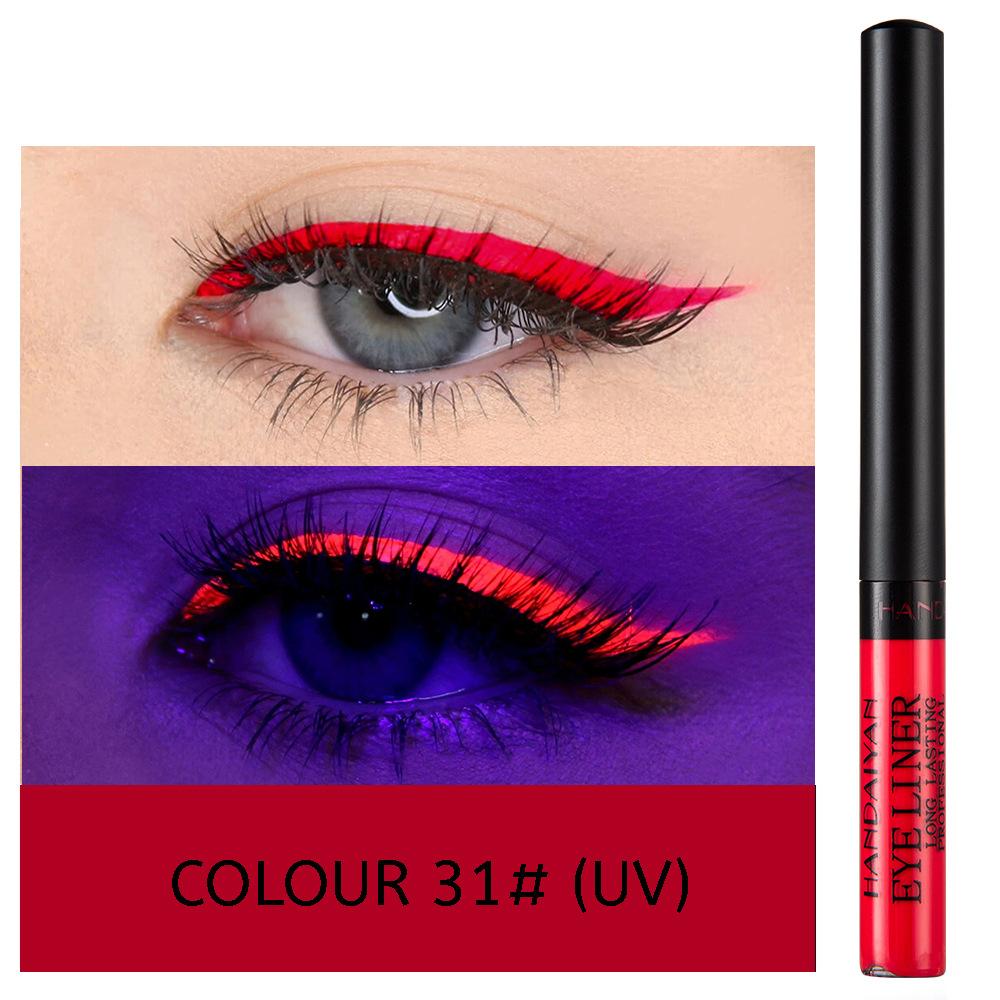 34-color Matte Quick-drying Long-lasting Non-bleeding UV Fluorescent Colored Eyeliner Liquid Pen