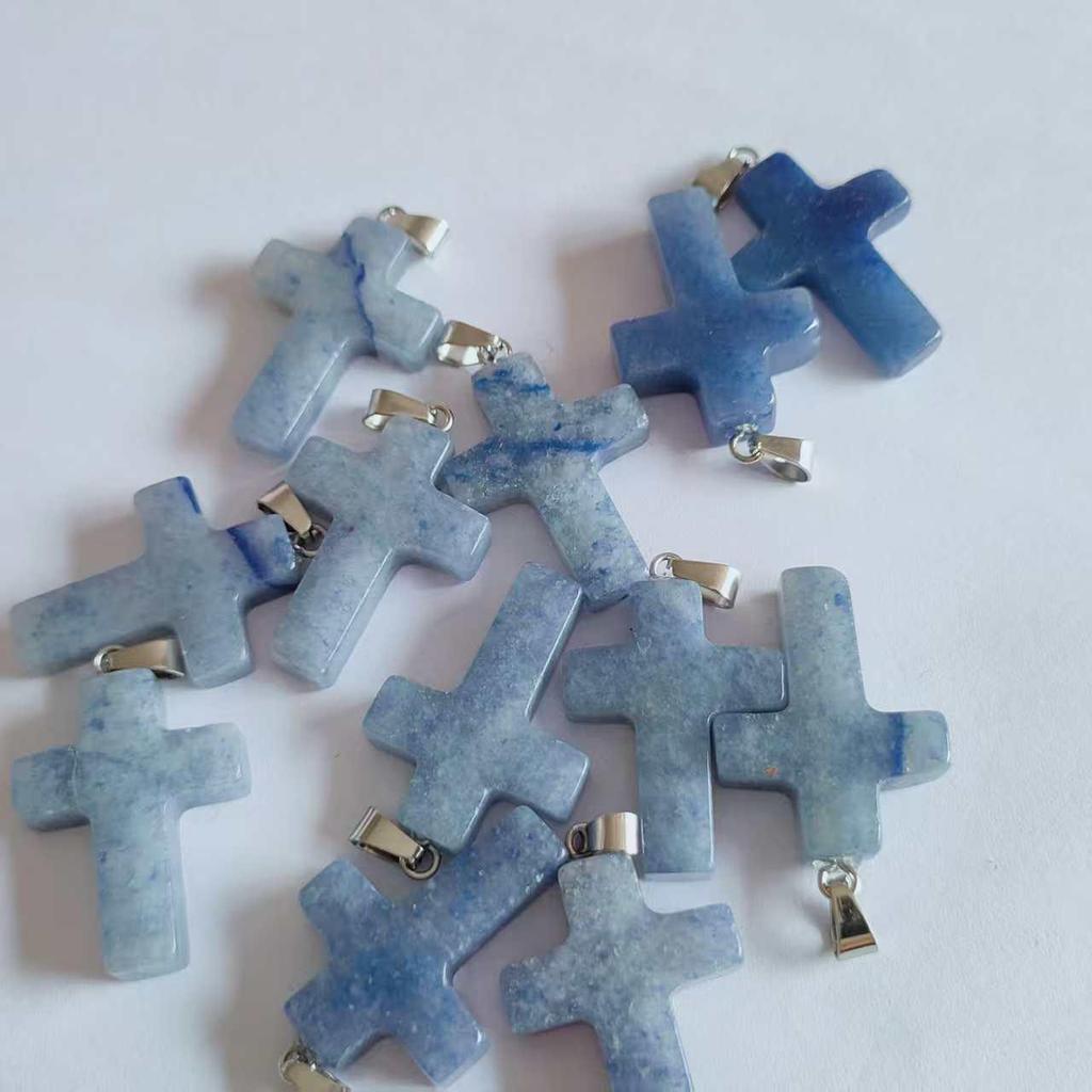 Amethyst Stone Cross Pendant Necklace - European & American Fashion Accessory
