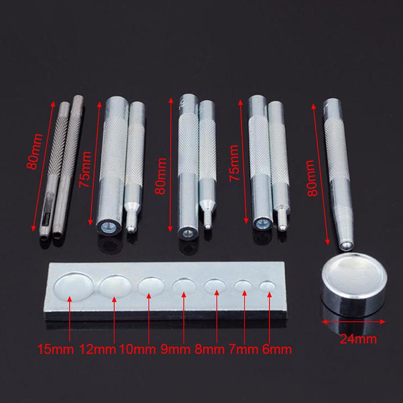 Set 11 buc/set Instrument Piele DIY Matriță Pumn Găură Snap Rivet Buton Setter Kit Bază