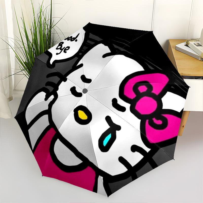 1pc Sanrio Umbrella Portable Folding Umbrella Iron Frame Hole Bone Structure Outdoor Home Umbrella