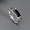 Trendy 925 Sterling Silver Ring for Men Jewelry Black Rectangle Retro Dragon Pattern Ring Male Open Rings Finger Accessories