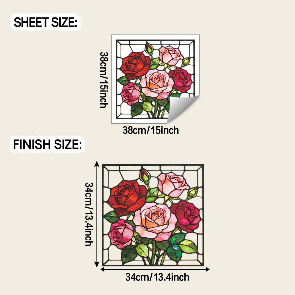 

Painted Realistic Rose Flower Outdoor Balcony Glass Window Home Decoration and Beautification Window Sticker