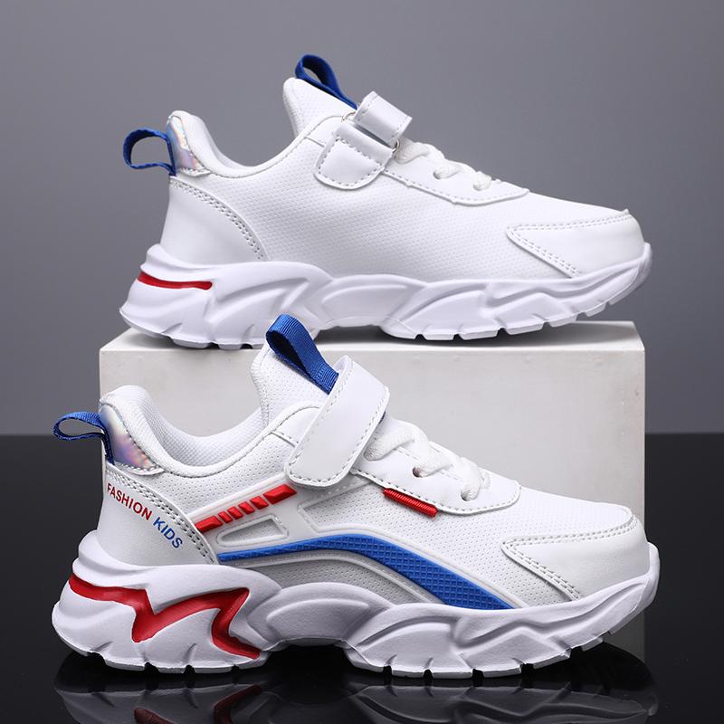 Кожаные белые теннисные спортивные кроссовки для мальчиков и девочек — фото 6