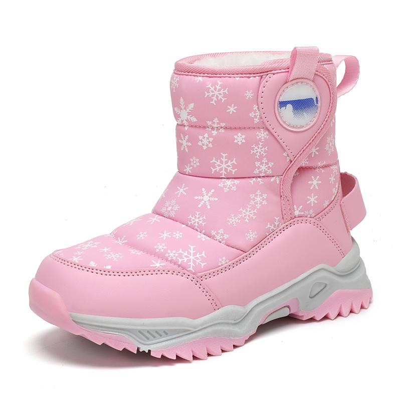 Children's Snow Boots for Boys Sneakers Winter Kids Warm Snow Boots Sport Leather Shoes