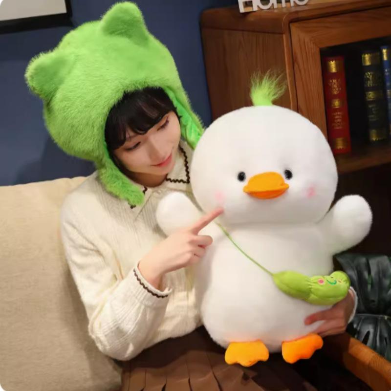 Internet celebrity outing duck plush toy turned into duck doll doll with hat duck throw pillow children and girls birthday gift