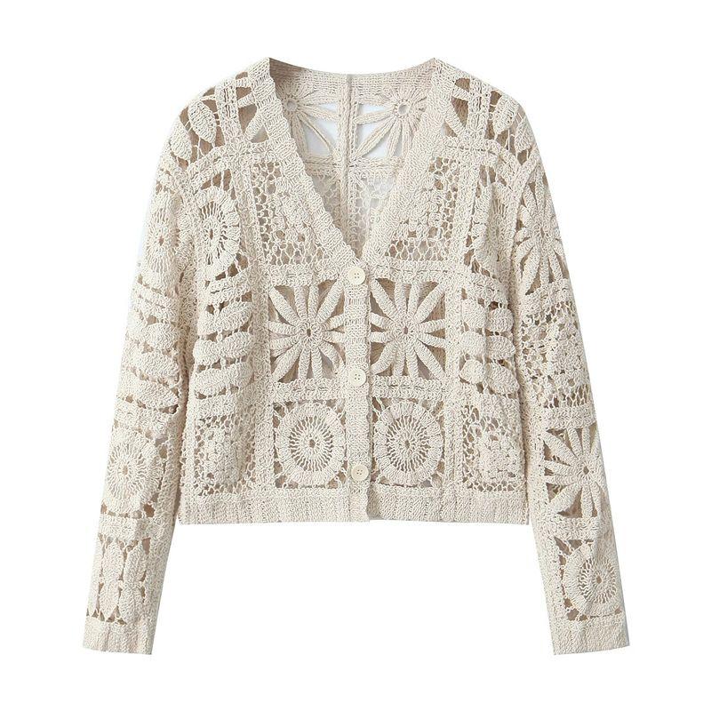 Araltay Western Style Women Clothes French Style New Mori Look Idle Style Three-Dimensional Hollow Crochet Knitting Suit Women