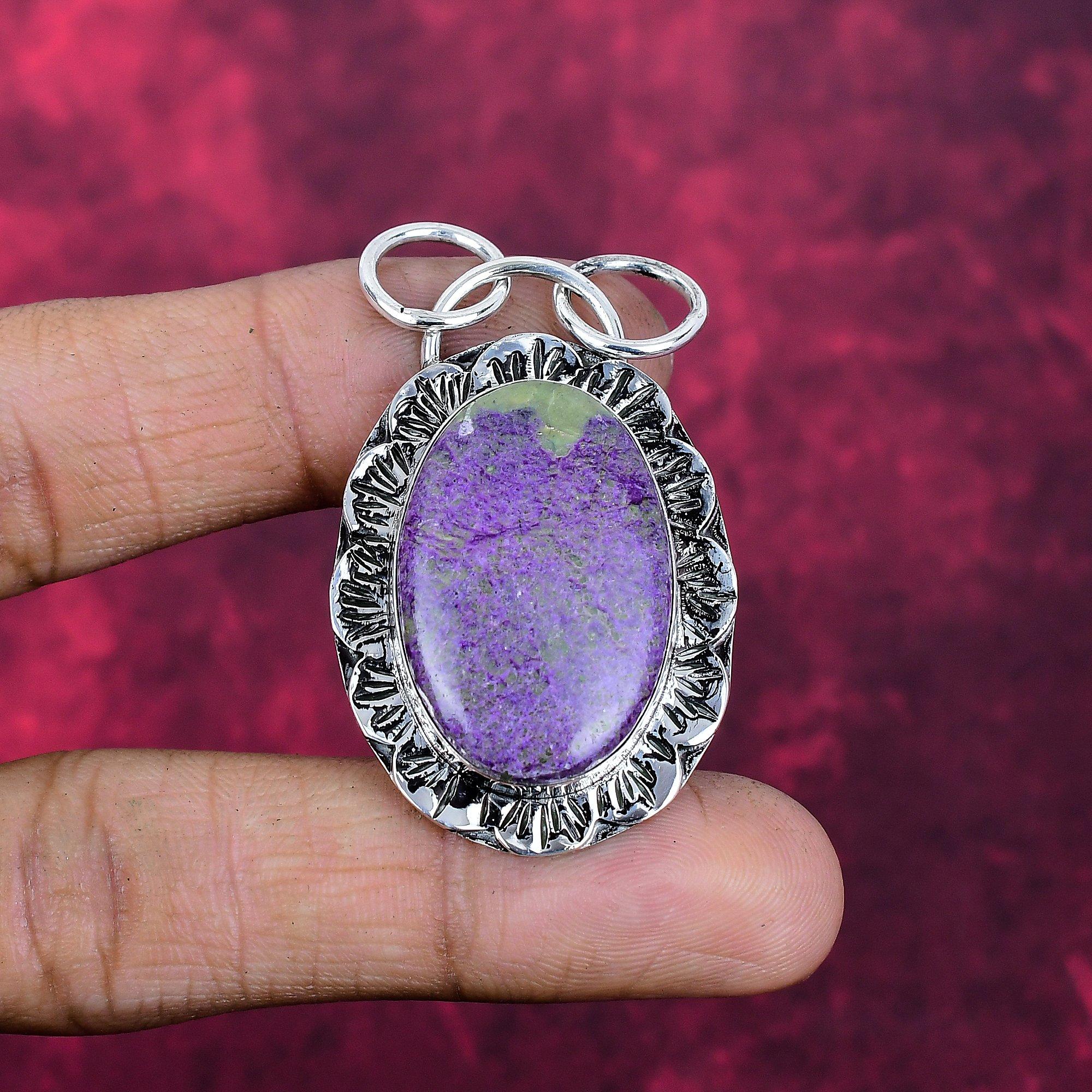 

Ювелірні вироби з пурпуриту, кулон з чистого срібла 925 проби ручної роботи, ювелірні вироби з дорогоцінного каміння, подарунки для дружини, абсолютно новий кулон 2.16 Inches