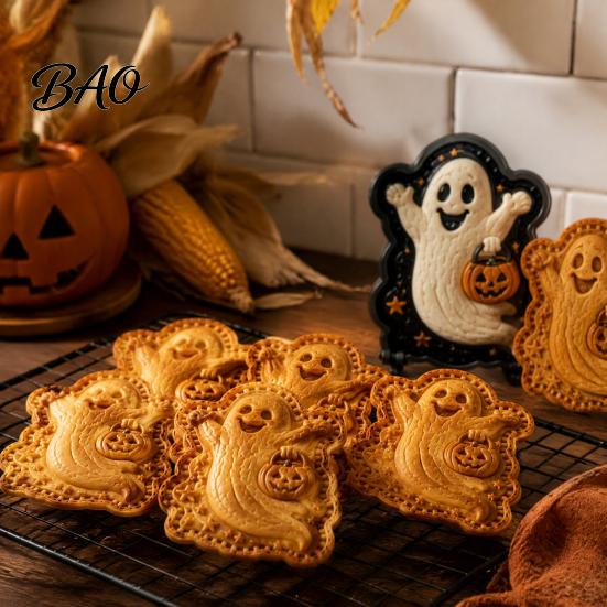 Halloween Cookie Cutters for Pastry Mini Pie Press Mold, Hand Cutter Holiday Baking, Molds Baking Party DIY Dessert Tool, Non-Stick Mold Kids Kitchen