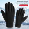 Korean Style Thin Fleece Gloves Five Finger Cycling Gloves Solid Color Full Finger Mittens Autumn