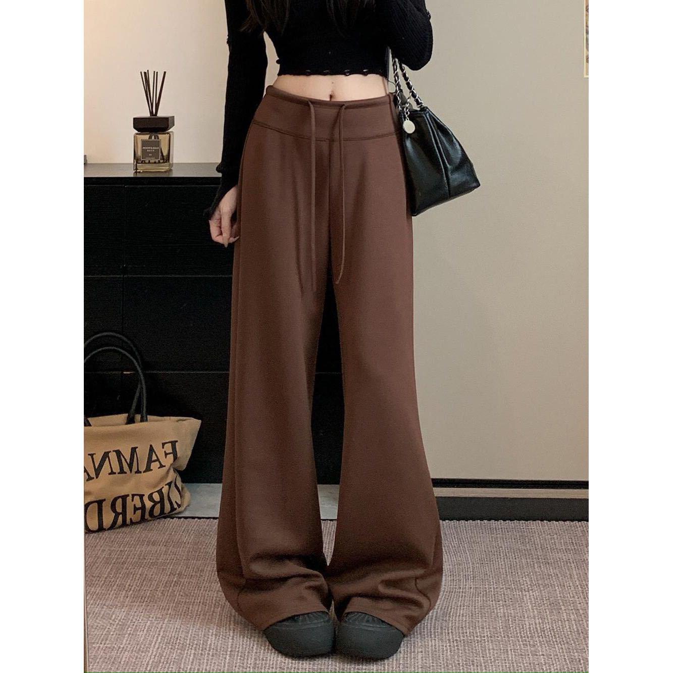 

2026 Spring/Autumn High-Waisted Wide-Leg Flare Women s Cashmere Pants (Floor-Length, Slimming Fit) Medium