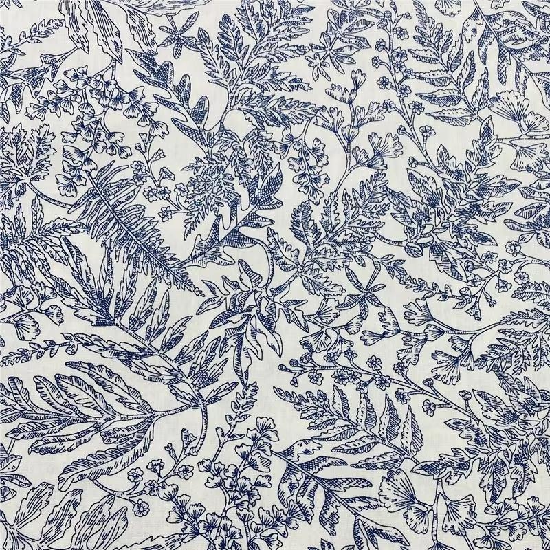 150x50cm Pure Cotton Plant Printed Fabric For Summer Women's Dresses, Shirts Curtains Bedding Handmade DIY Sewing Fabric TJ21948