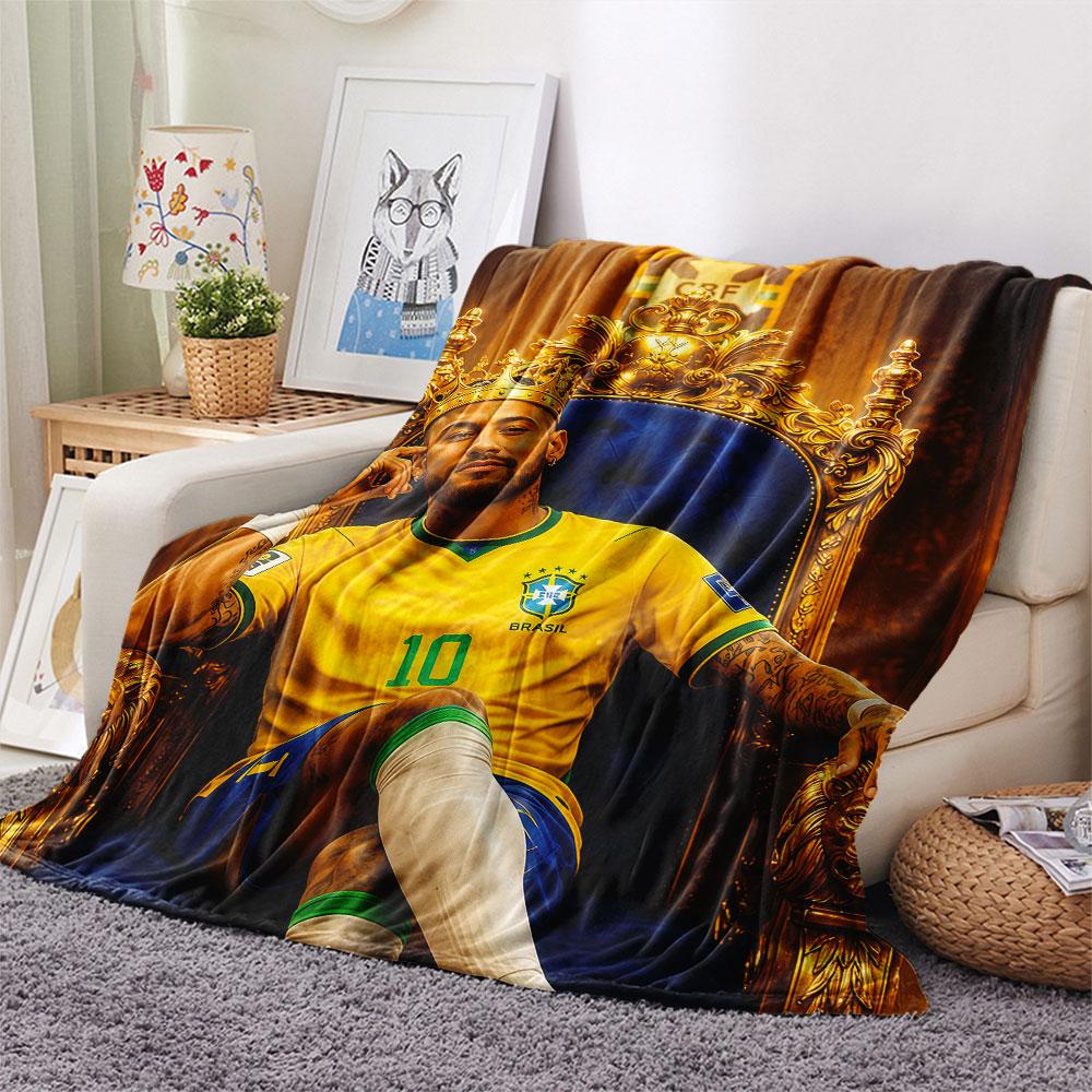 1PC Neymar Patterned Flannel Blanket Suitable For All Seasons for Home Decor Warmth and Comfort Gifts Holiday Present