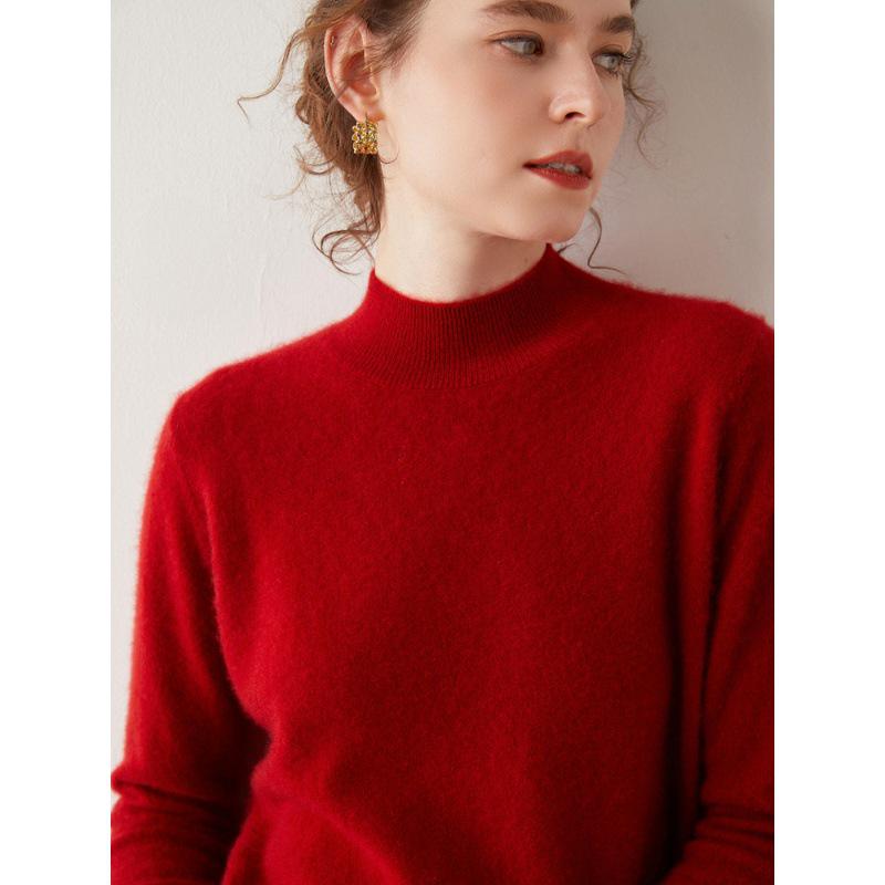 Cashmere Autumn/Winter Half-High Neck Women's Classic Loose Pullover Sweater