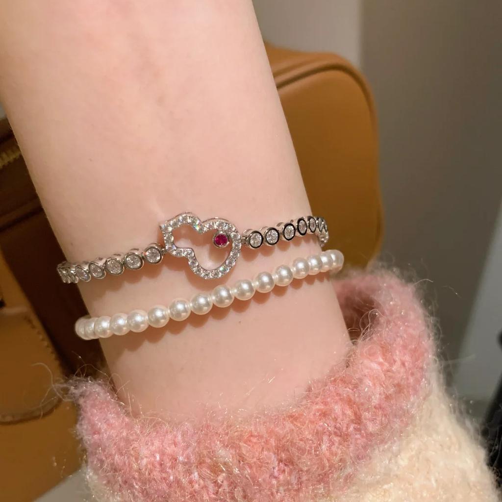 Bracelet Gourd Bubble Row Diamant Tempérament Mode Femme Luxe Léger Haut de Gamme Bijoux de Main Niche Exquis Corindon