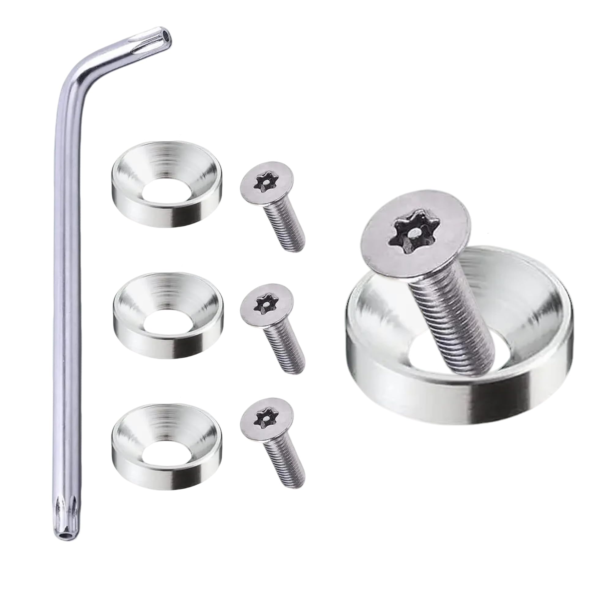 

QEZEZA Болты против кражи номерного знака автомобиля Набор из 9 штук Защитные винты для рамки номерного знака серебряный