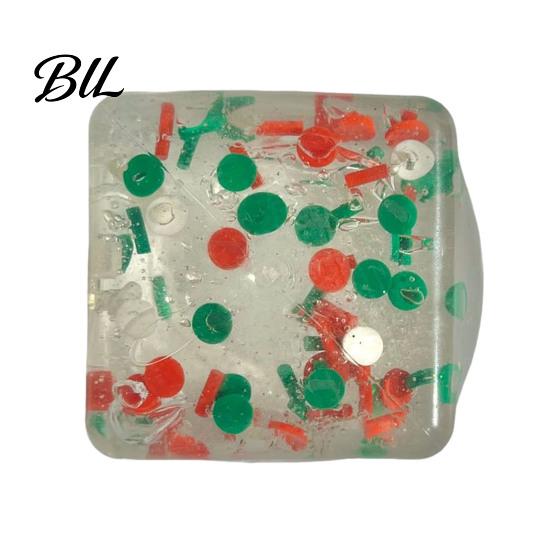 Ice Cube Sensory Toys Christmas Squeeze Toy, Confetti Filled Stress Relief Clear Toy Slow Rebound for Anxiety Reduction Transparent