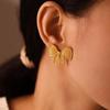 Qiong Yao European Style Bow Stud Earrings, Stainless Steel, Colorfast, Hypoallergenic, Simple Design for Women