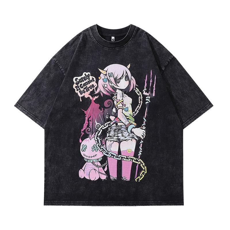 

Хлопковые мужские футболки с круглым вырезом и принтом аниме, повседневные топы с короткими рукавами M