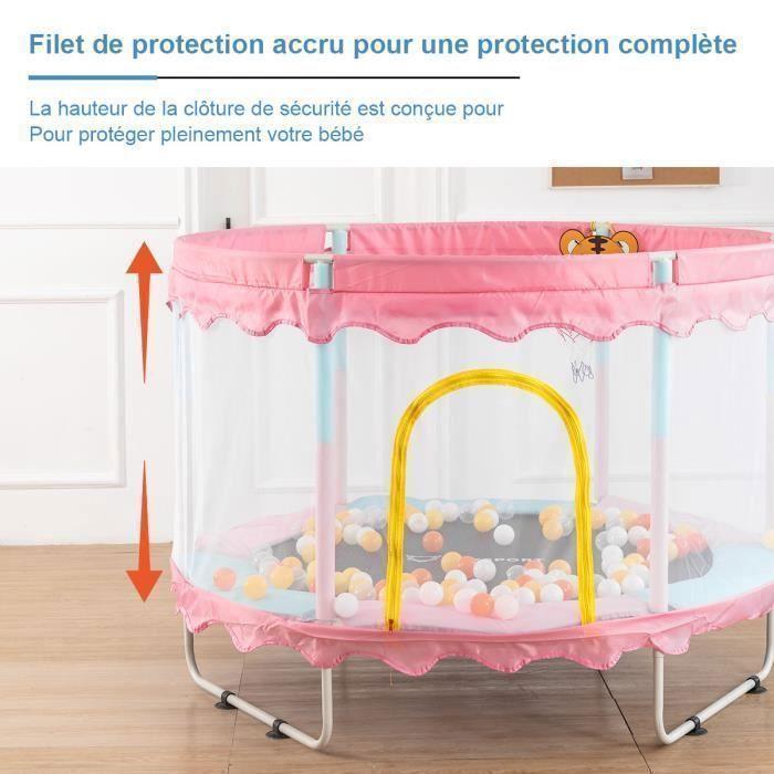 FOXSPORT Trampoline de jardin avec Filet, Trampoline enfants,Coussin rebondissant, Protection des Bords, à partir de 2 Ans – Rose