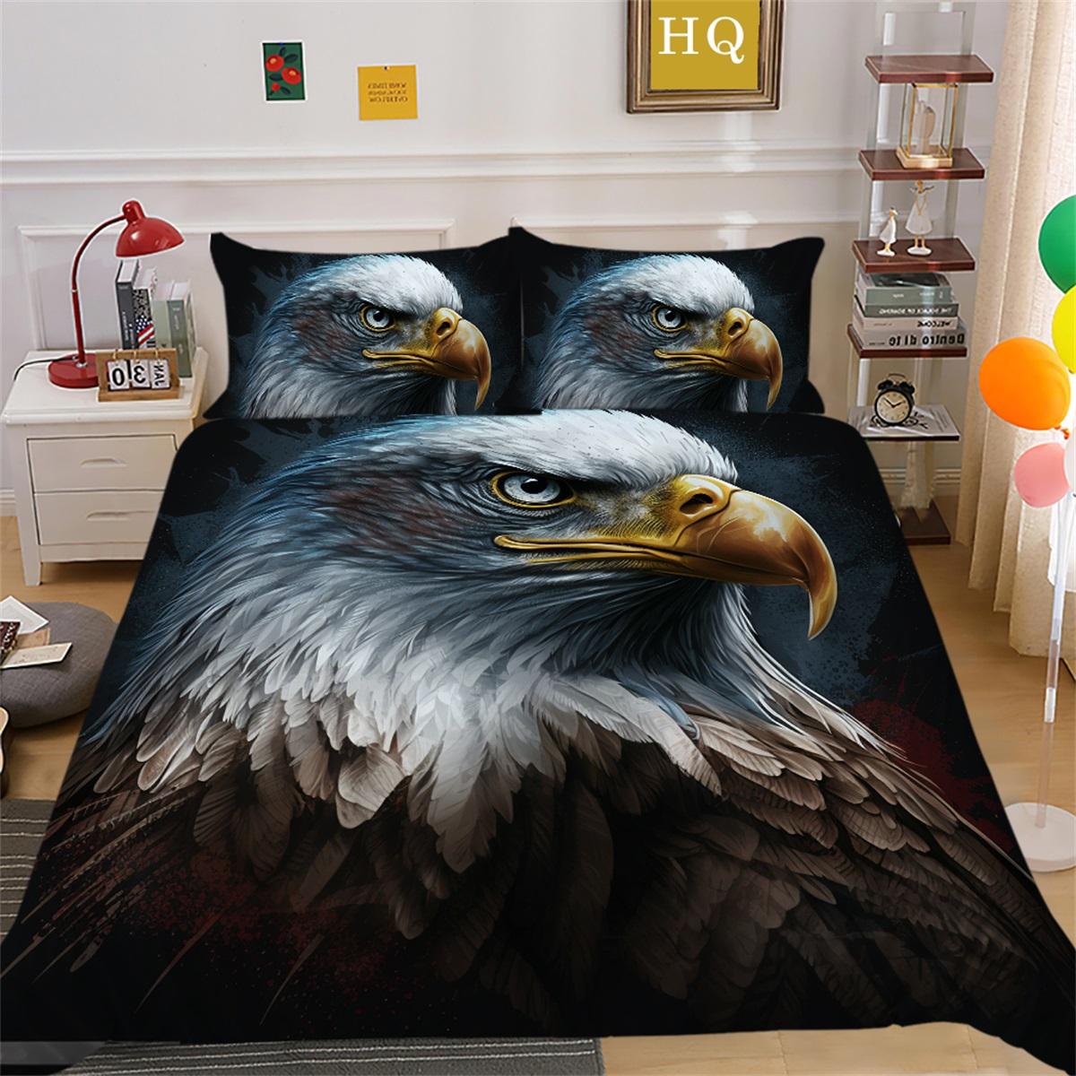 

Набір постільної білизни Eagle для хлопчиків і чоловіків, пухові ковдри, наволочки 2/3 шт., набір чохлів із тваринами з 3D-принтом із ліжком King Queen Bed EU Single 135x200cm