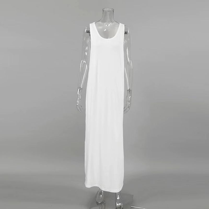 

Fall Fashion New Arrival Knitting Sleeveless Bottoming Skirt Dress round Neck Sleeveless Dress White S