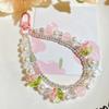 Double Layer Flower Beaded Pendant Phone Charm Hanging Rope Cute Phone Chain Strap Bag Decoration Keychain Accessories