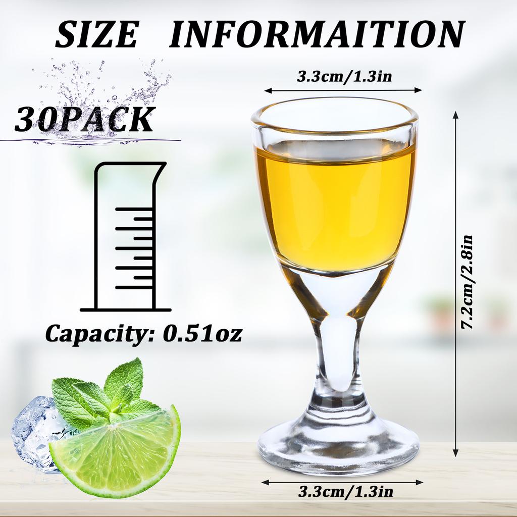36-Pack Shot Glasses Set, 10Ml/0.338 Oz Mini Shot Glasses with Stem, Mini Wine Glasses for Whiskey Drinking Games, Thickness Glass