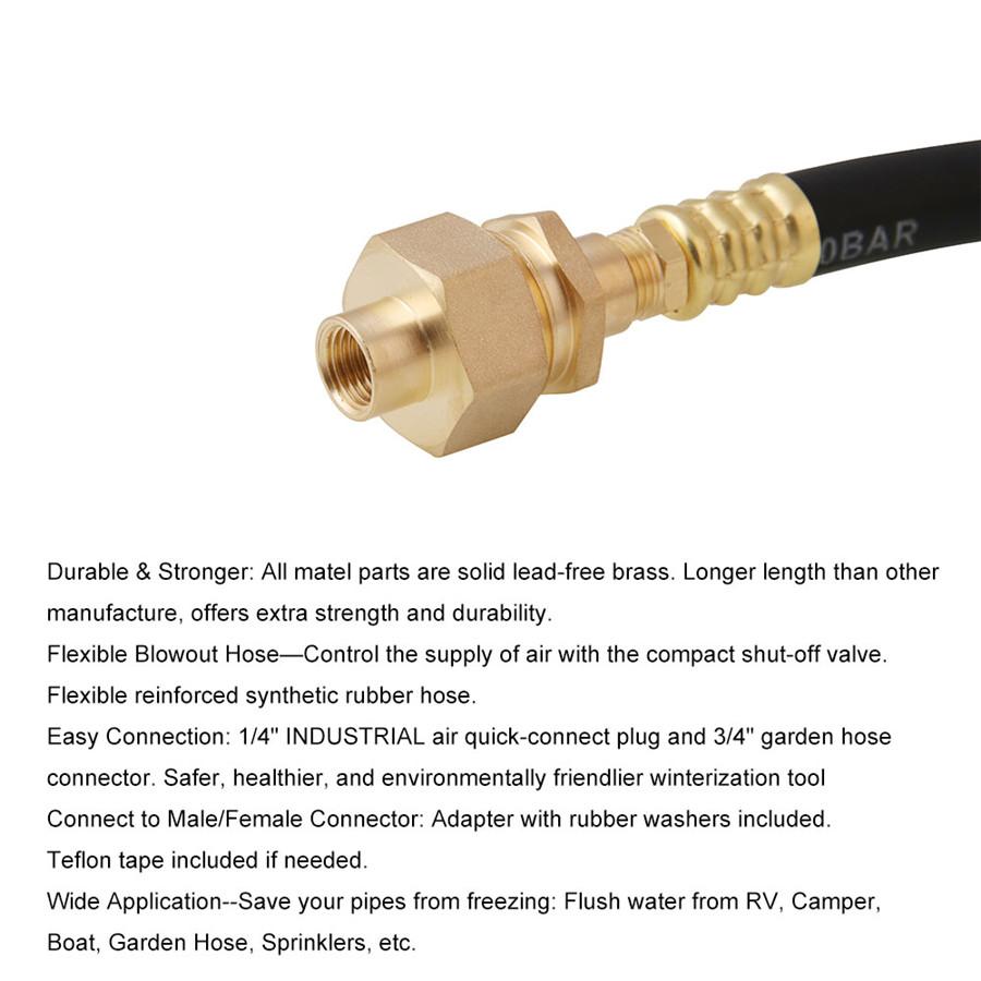 Hose Joint Connector Winterizing Kit Sprinkler Blowout Adapter Shut-off Valve For Winterize RV Motorhome Boat Camper Travel Trailer