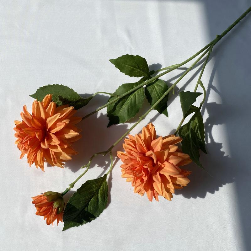 Lifelike Artificial Flower With 3 Heads Long Branch Silk Flower For Home Wedding Birthday Party Bedroom Decoration