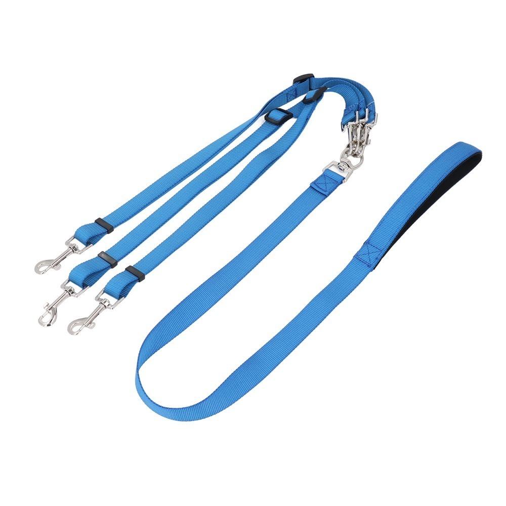 Nylon Fabric Dog Triple Leash Strong Stitching Adjustable Length Pet 3 In 1 Leash Snap Hook Clasp Padded Loop Dog Split Leash
